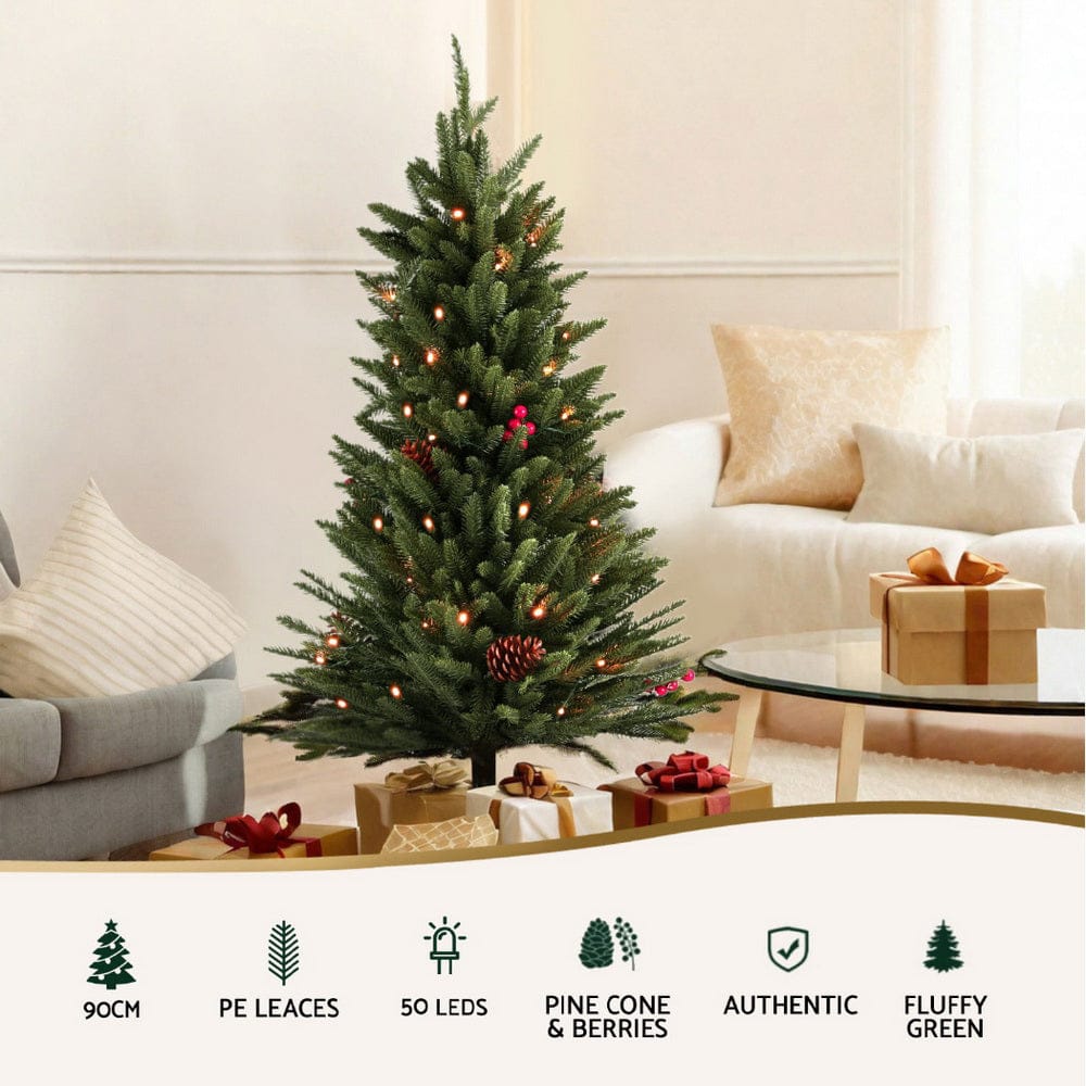 Jingle Jollys Occasions > Christmas > Christmas Trees Jingle Jollys Mini Christmas Tree 90cm LED Xmas Tree Party Decorations
