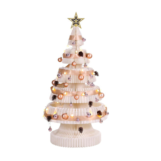 Jingle Jollys Occasions > Christmas > Christmas Trees Jingle Jollys Paper Christmas Tree 114CM w/ Star Topper LEDs Xmas Decorations Kit Home Office White