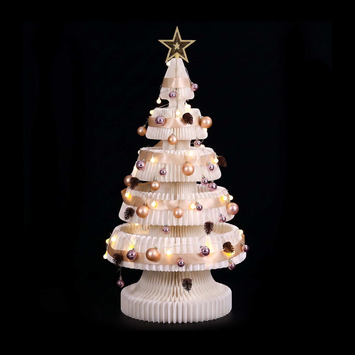 Jingle Jollys Occasions > Christmas > Christmas Trees Jingle Jollys Paper Christmas Tree 114CM w/ Star Topper LEDs Xmas Decorations Kit Home Office White