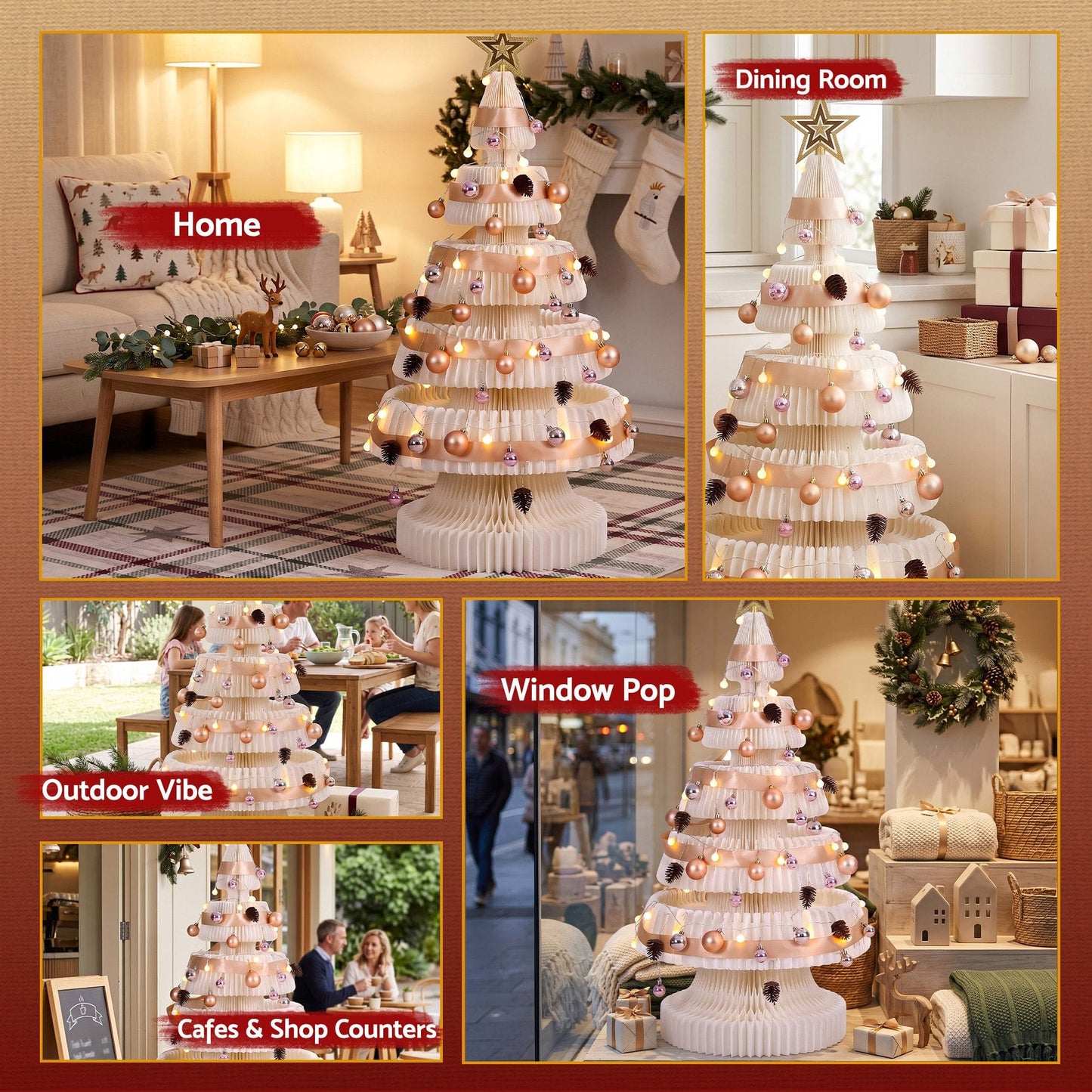 Jingle Jollys Occasions > Christmas > Christmas Trees Jingle Jollys Paper Christmas Tree 114CM w/ Star Topper LEDs Xmas Decorations Kit Home Office White