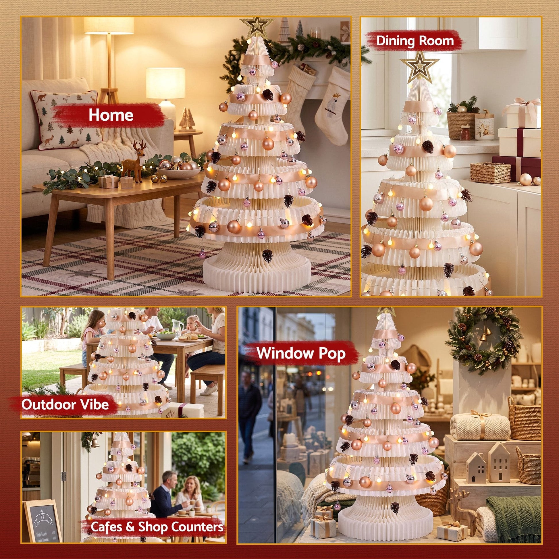 Jingle Jollys Occasions > Christmas > Christmas Trees Jingle Jollys Paper Christmas Tree 114CM w/ Star Topper LEDs Xmas Decorations Kit Home Office White