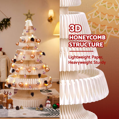 Jingle Jollys Occasions > Christmas > Christmas Trees Jingle Jollys Paper Christmas Tree 114CM w/ Star Topper LEDs Xmas Decorations Kit Home Office White
