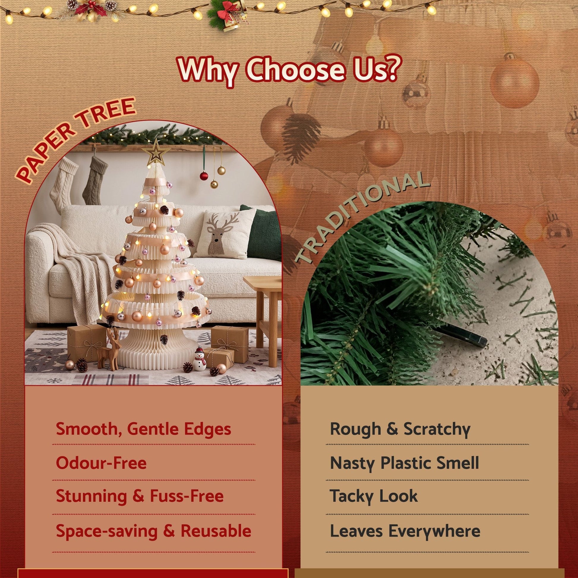 Jingle Jollys Occasions > Christmas > Christmas Trees Jingle Jollys Paper Christmas Tree 114CM w/ Star Topper LEDs Xmas Decorations Kit Home Office White