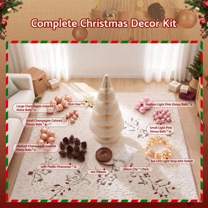 Jingle Jollys Occasions > Christmas > Christmas Trees Jingle Jollys Paper Christmas Tree 114CM w/ Star Topper LEDs Xmas Decorations Kit Home Office White