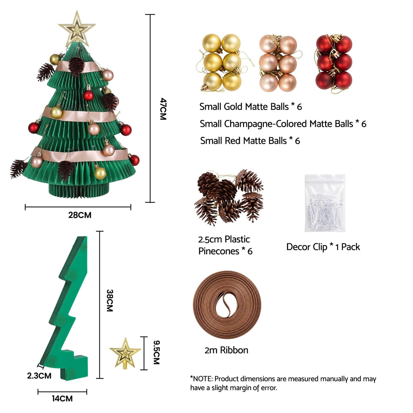 Jingle Jollys Occasions > Christmas > Christmas Trees Jingle Jollys Paper Christmas Tree 47CM w/ Star Topper Xmas Decor Tabletop Green DIY Ornament Set