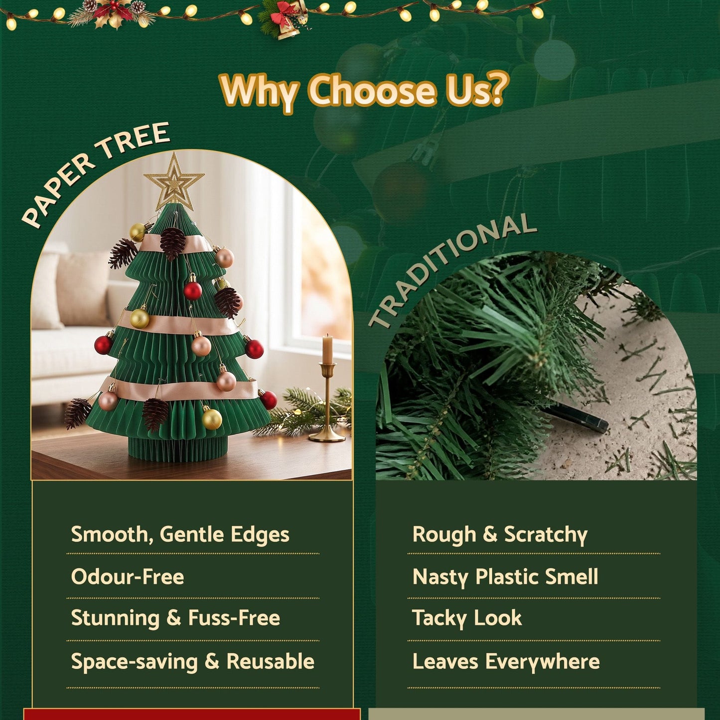 Jingle Jollys Occasions > Christmas > Christmas Trees Jingle Jollys Paper Christmas Tree 47CM w/ Star Topper Xmas Decor Tabletop Green DIY Ornament Set