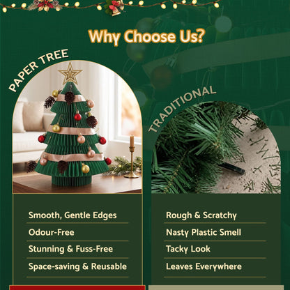 Jingle Jollys Occasions > Christmas > Christmas Trees Jingle Jollys Paper Christmas Tree 47CM w/ Star Topper Xmas Decor Tabletop Green DIY Ornament Set