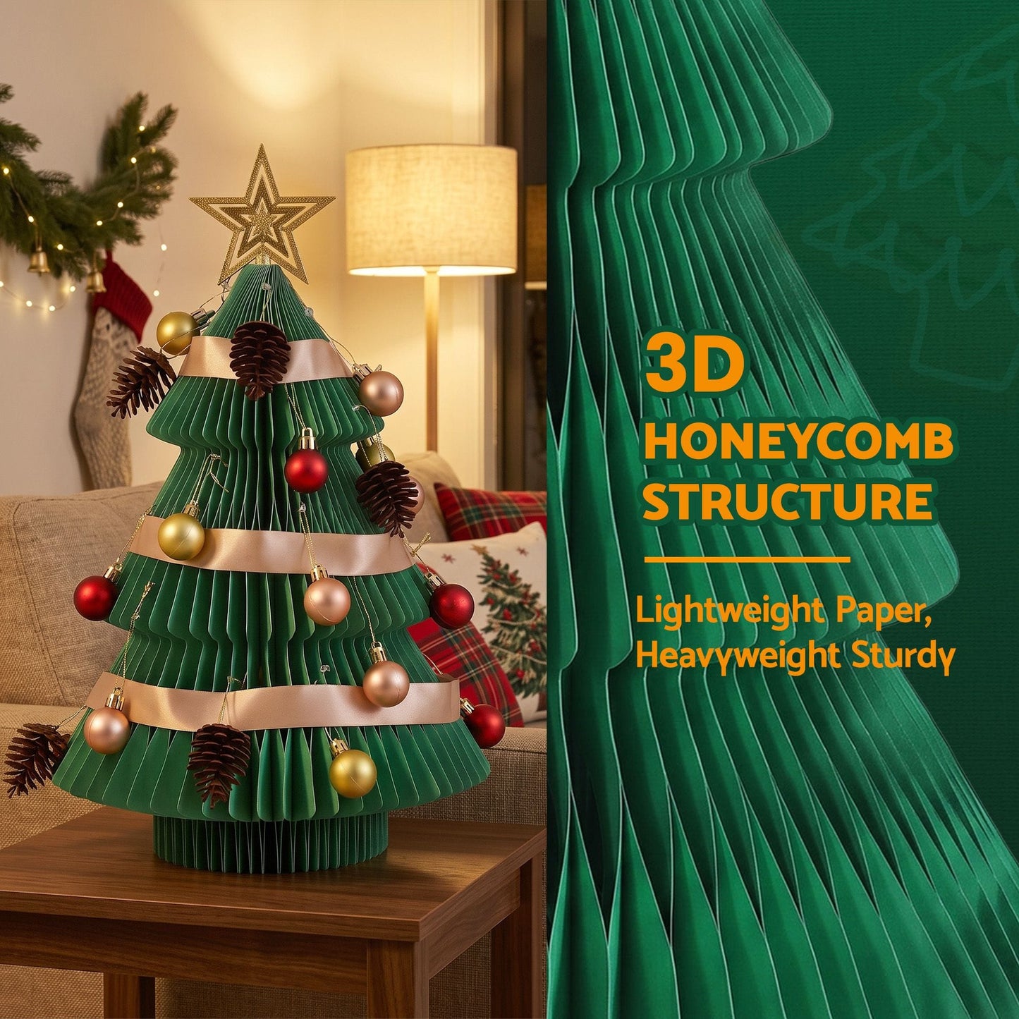 Jingle Jollys Occasions > Christmas > Christmas Trees Jingle Jollys Paper Christmas Tree 47CM w/ Star Topper Xmas Decor Tabletop Green DIY Ornament Set