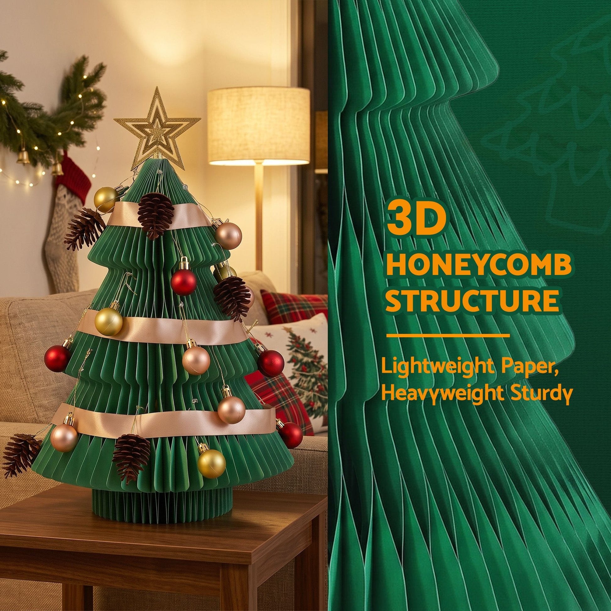Jingle Jollys Occasions > Christmas > Christmas Trees Jingle Jollys Paper Christmas Tree 47CM w/ Star Topper Xmas Decor Tabletop Green DIY Ornament Set