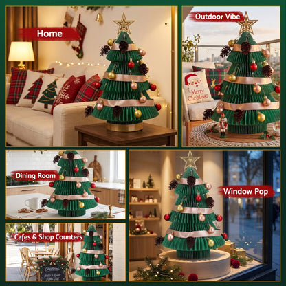 Jingle Jollys Occasions > Christmas > Christmas Trees Jingle Jollys Paper Christmas Tree 47CM w/ Star Topper Xmas Decor Tabletop Green DIY Ornament Set