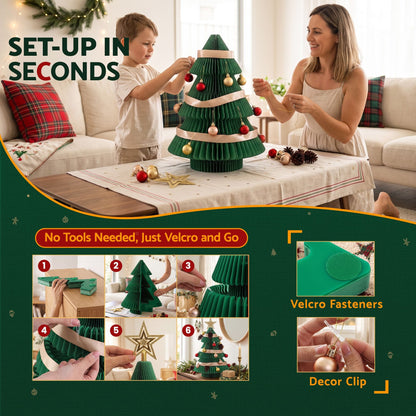 Jingle Jollys Occasions > Christmas > Christmas Trees Jingle Jollys Paper Christmas Tree 47CM w/ Star Topper Xmas Decor Tabletop Green DIY Ornament Set