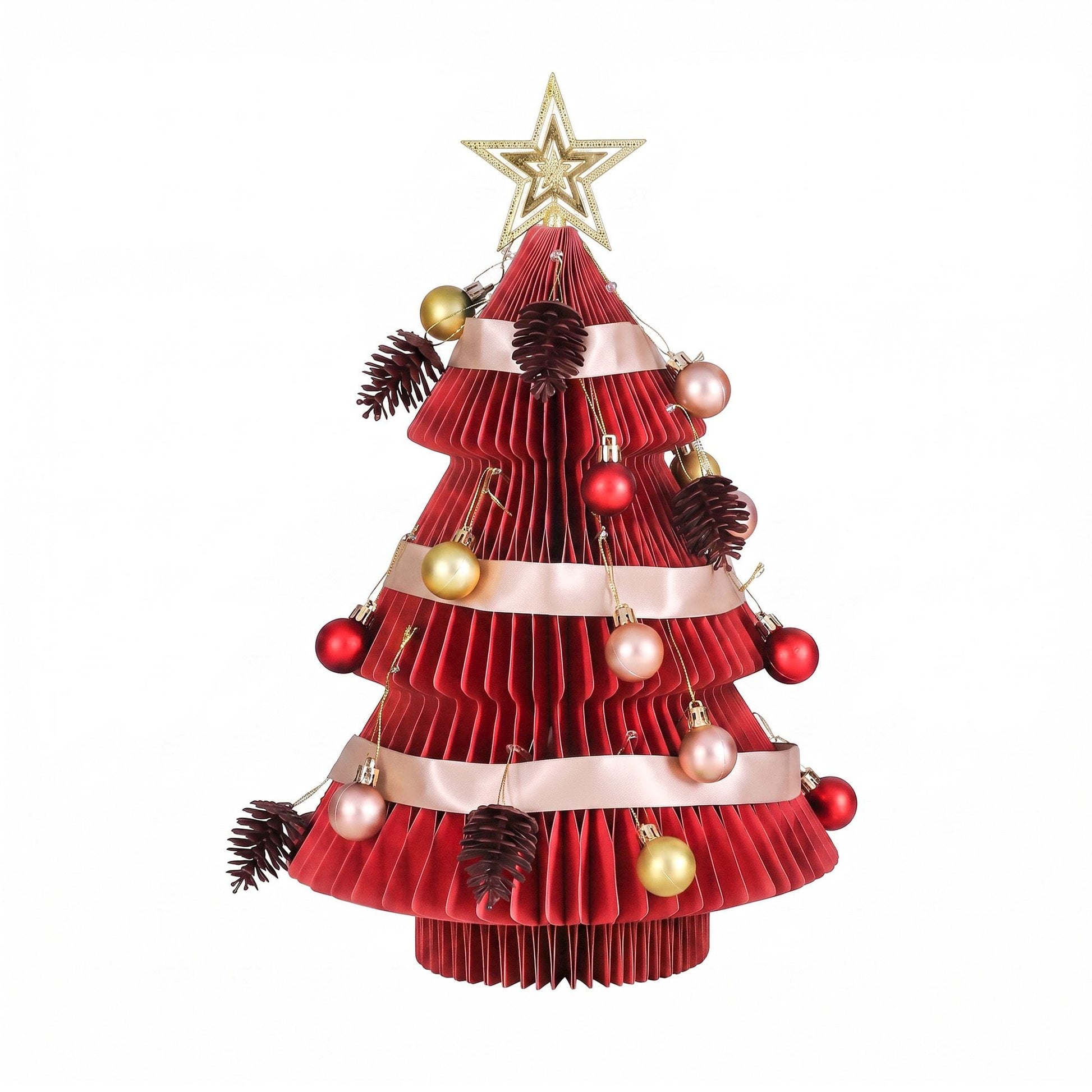 Jingle Jollys Occasions > Christmas > Christmas Trees Jingle Jollys Paper Christmas Tree 47CM w/ Star Topper Xmas Decoration Tabletop Red DIY Ornament Set