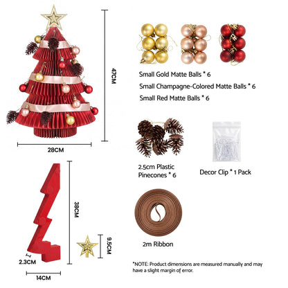 Jingle Jollys Occasions > Christmas > Christmas Trees Jingle Jollys Paper Christmas Tree 47CM w/ Star Topper Xmas Decoration Tabletop Red DIY Ornament Set