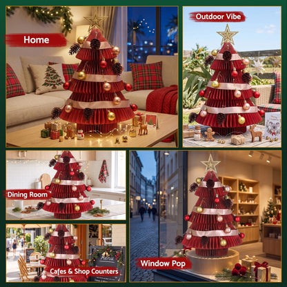 Jingle Jollys Occasions > Christmas > Christmas Trees Jingle Jollys Paper Christmas Tree 47CM w/ Star Topper Xmas Decoration Tabletop Red DIY Ornament Set