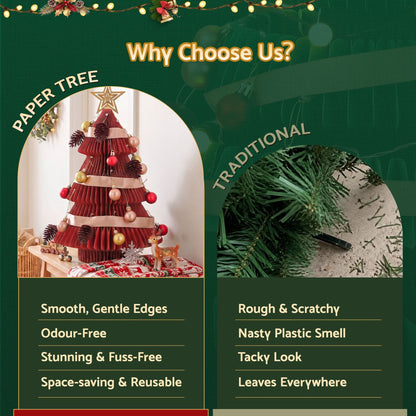 Jingle Jollys Occasions > Christmas > Christmas Trees Jingle Jollys Paper Christmas Tree 47CM w/ Star Topper Xmas Decoration Tabletop Red DIY Ornament Set