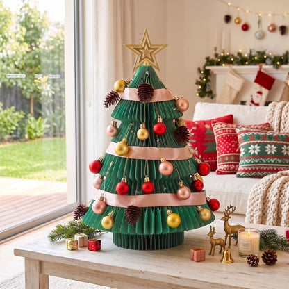 Jingle Jollys Occasions > Christmas > Christmas Trees Jingle Jollys Paper Christmas Tree 61CM w/ Star Topper Xmas Decor Tabletop Green DIY Ornament Set