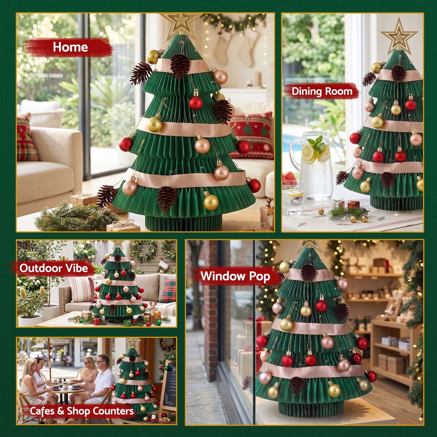 Jingle Jollys Occasions > Christmas > Christmas Trees Jingle Jollys Paper Christmas Tree 61CM w/ Star Topper Xmas Decor Tabletop Green DIY Ornament Set
