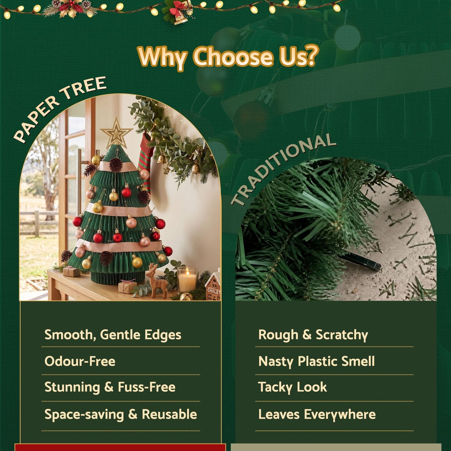 Jingle Jollys Occasions > Christmas > Christmas Trees Jingle Jollys Paper Christmas Tree 61CM w/ Star Topper Xmas Decor Tabletop Green DIY Ornament Set
