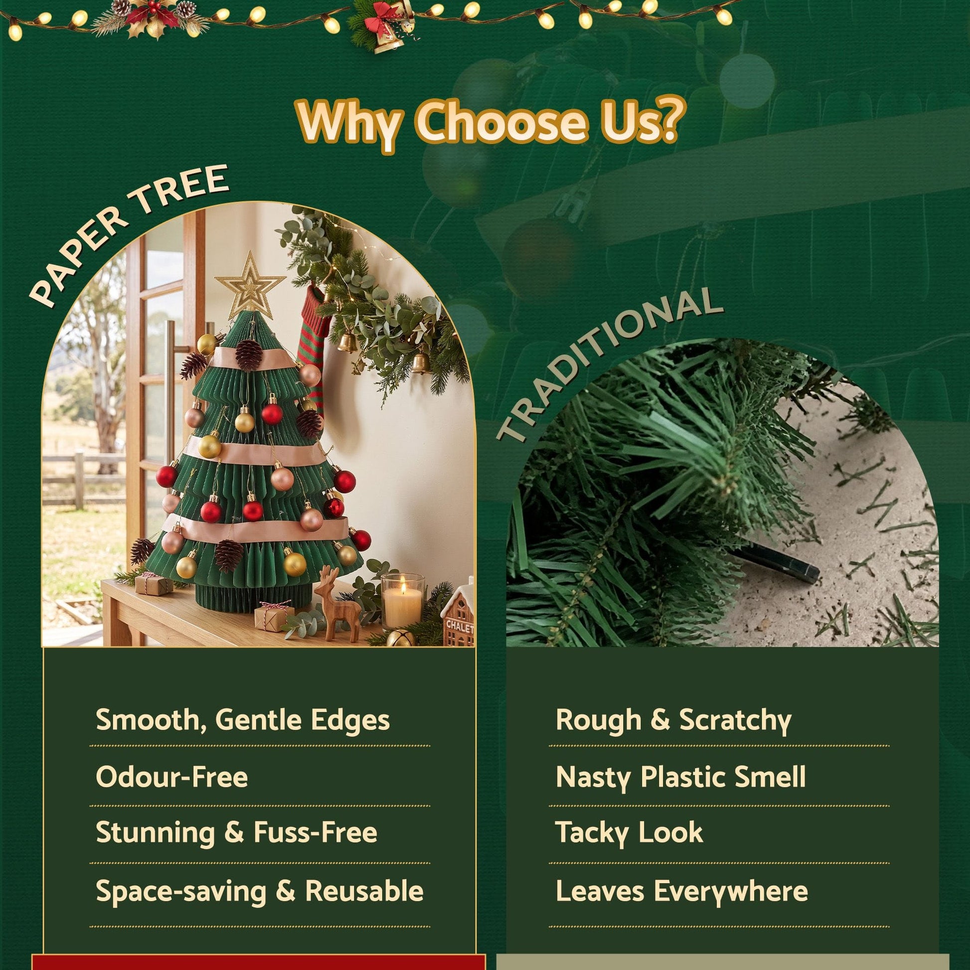 Jingle Jollys Occasions > Christmas > Christmas Trees Jingle Jollys Paper Christmas Tree 61CM w/ Star Topper Xmas Decor Tabletop Green DIY Ornament Set