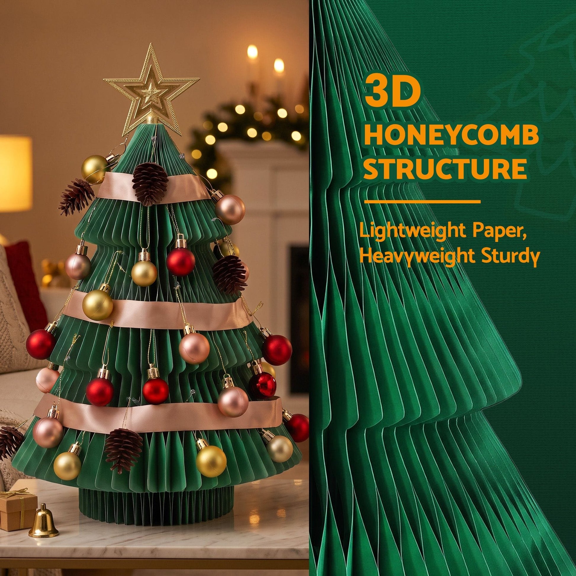 Jingle Jollys Occasions > Christmas > Christmas Trees Jingle Jollys Paper Christmas Tree 61CM w/ Star Topper Xmas Decor Tabletop Green DIY Ornament Set