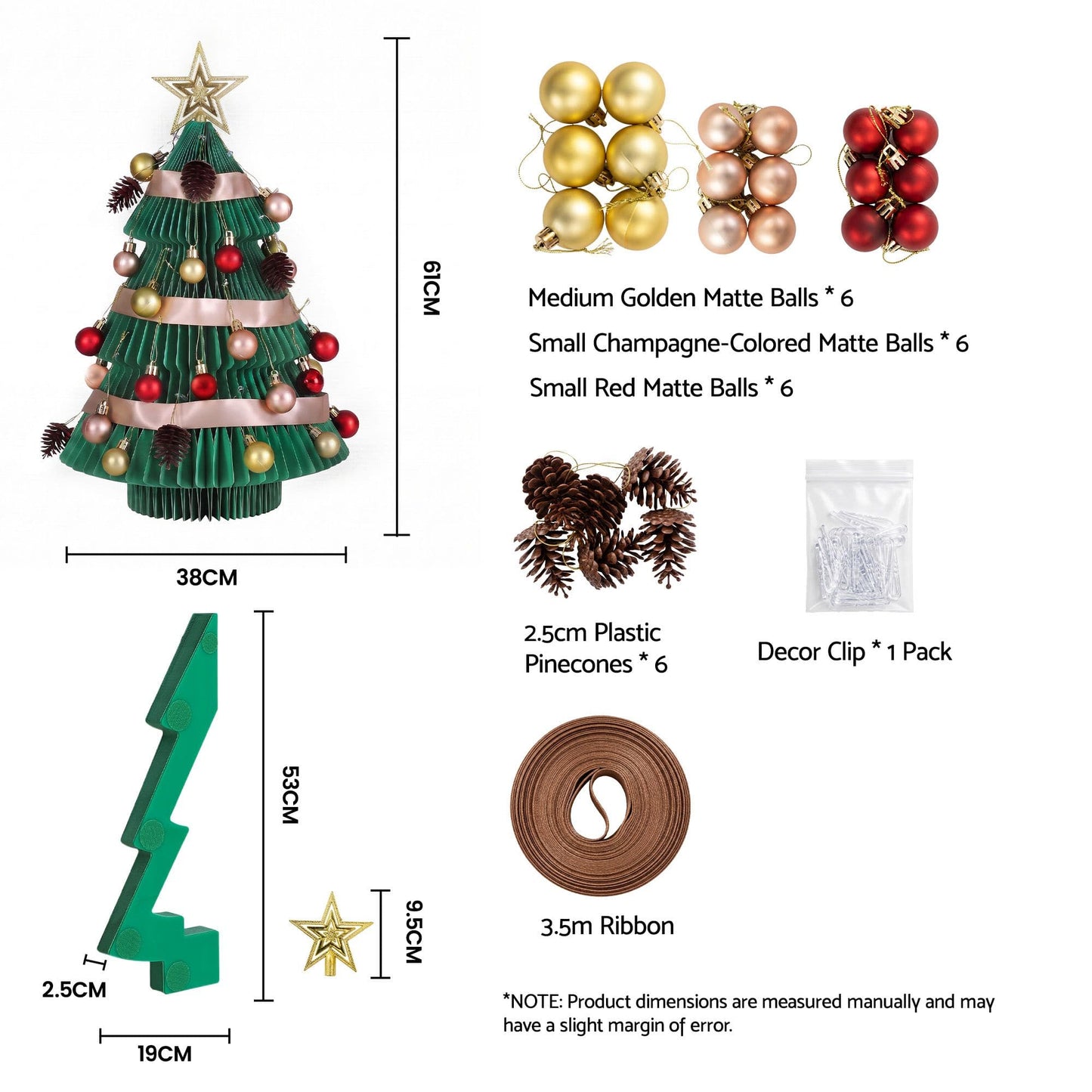 Jingle Jollys Occasions > Christmas > Christmas Trees Jingle Jollys Paper Christmas Tree 61CM w/ Star Topper Xmas Decor Tabletop Green DIY Ornament Set