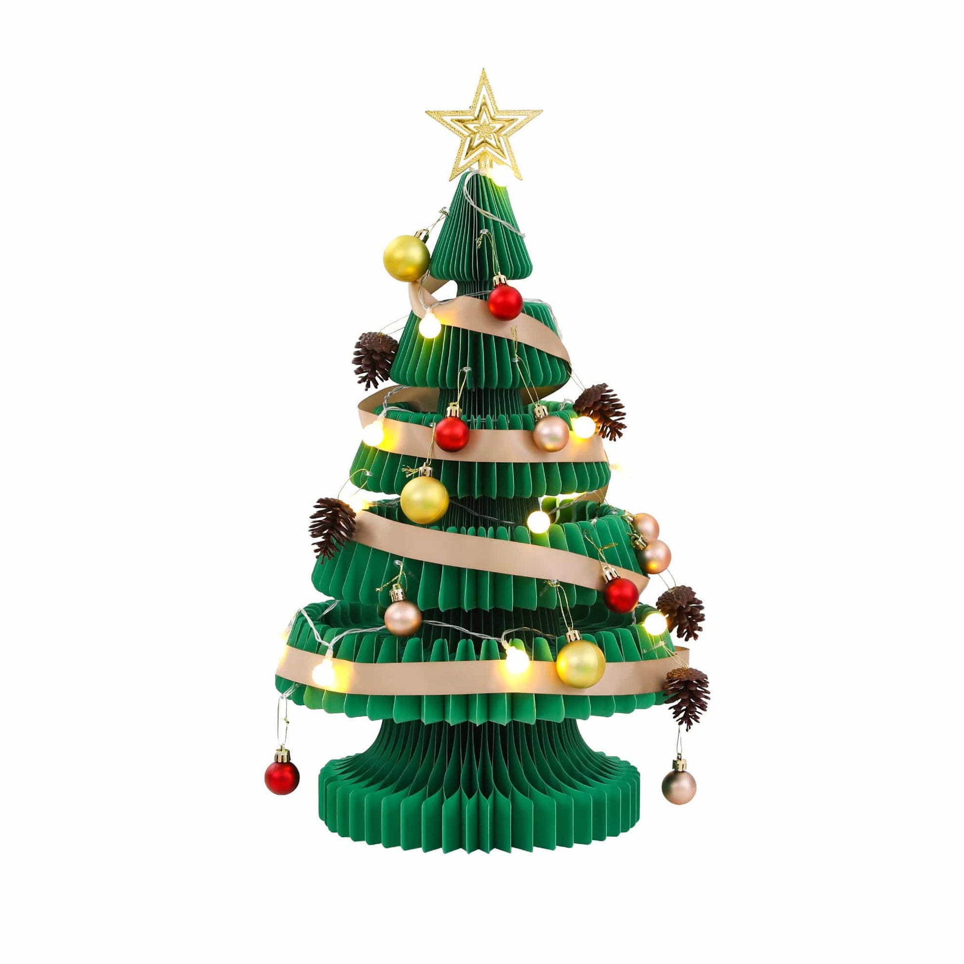 Jingle Jollys Occasions > Christmas > Christmas Trees Jingle Jollys Paper Christmas Tree 62CM w/ Star Topper LEDs Xmas Decorations Kit Home Office Green