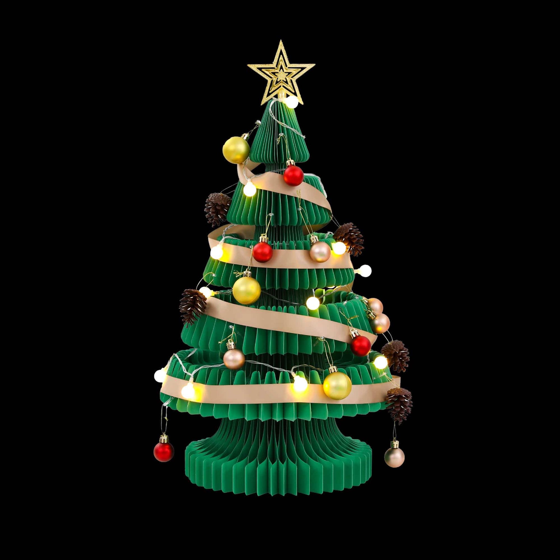Jingle Jollys Occasions > Christmas > Christmas Trees Jingle Jollys Paper Christmas Tree 62CM w/ Star Topper LEDs Xmas Decorations Kit Home Office Green