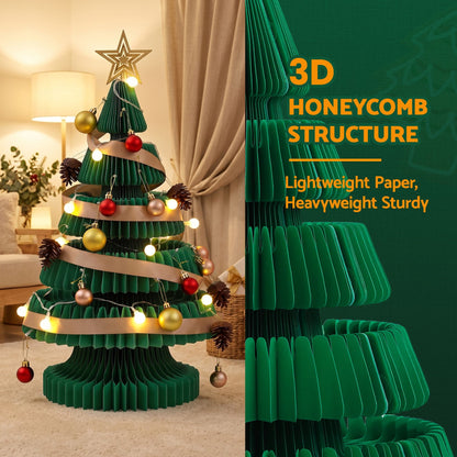 Jingle Jollys Occasions > Christmas > Christmas Trees Jingle Jollys Paper Christmas Tree 62CM w/ Star Topper LEDs Xmas Decorations Kit Home Office Green
