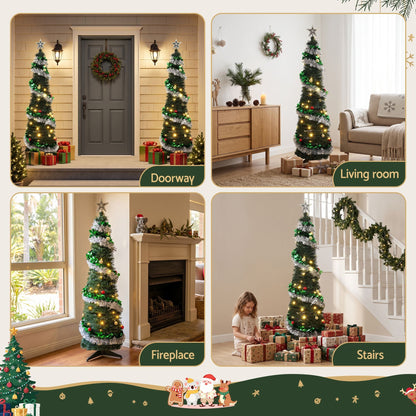 Jingle Jollys Occasions > Christmas > Christmas Trees Jingle Jollys Pop Up Christmas Tree Pre Decorated Warm White LED 155cm