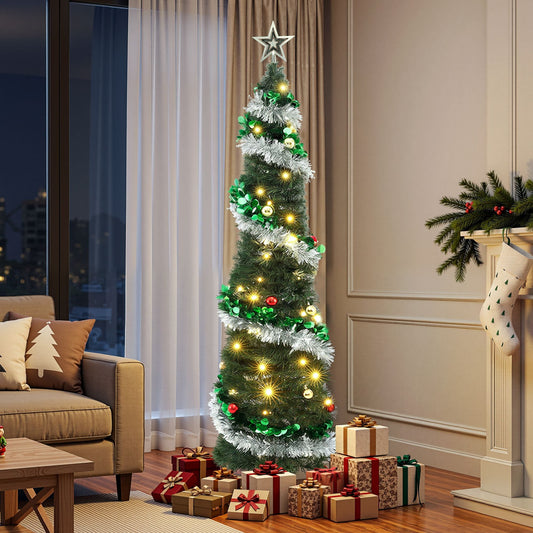 Jingle Jollys Occasions > Christmas > Christmas Trees Jingle Jollys Pop Up Christmas Tree Pre Decorated Warm White LED 155cm