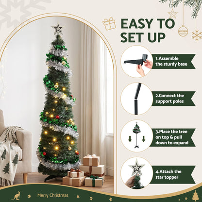 Jingle Jollys Occasions > Christmas > Christmas Trees Jingle Jollys Pop Up Christmas Tree Pre Decorated Warm White LED 155cm