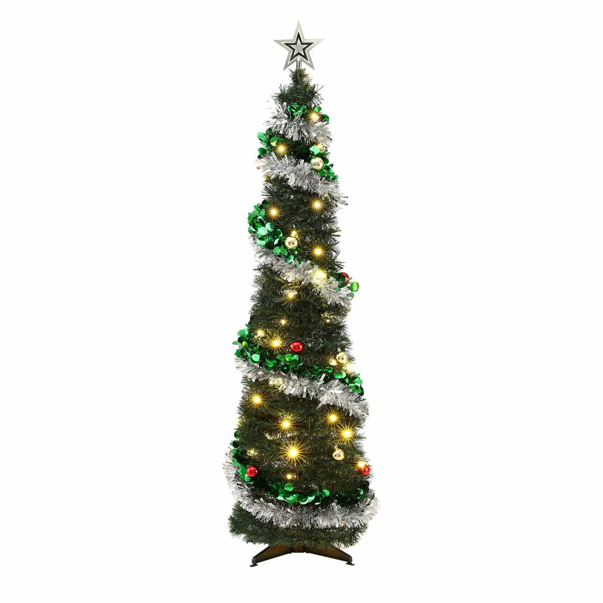 Jingle Jollys Occasions > Christmas > Christmas Trees Jingle Jollys Pop Up Christmas Tree Pre Decorated Warm White LED 155cm