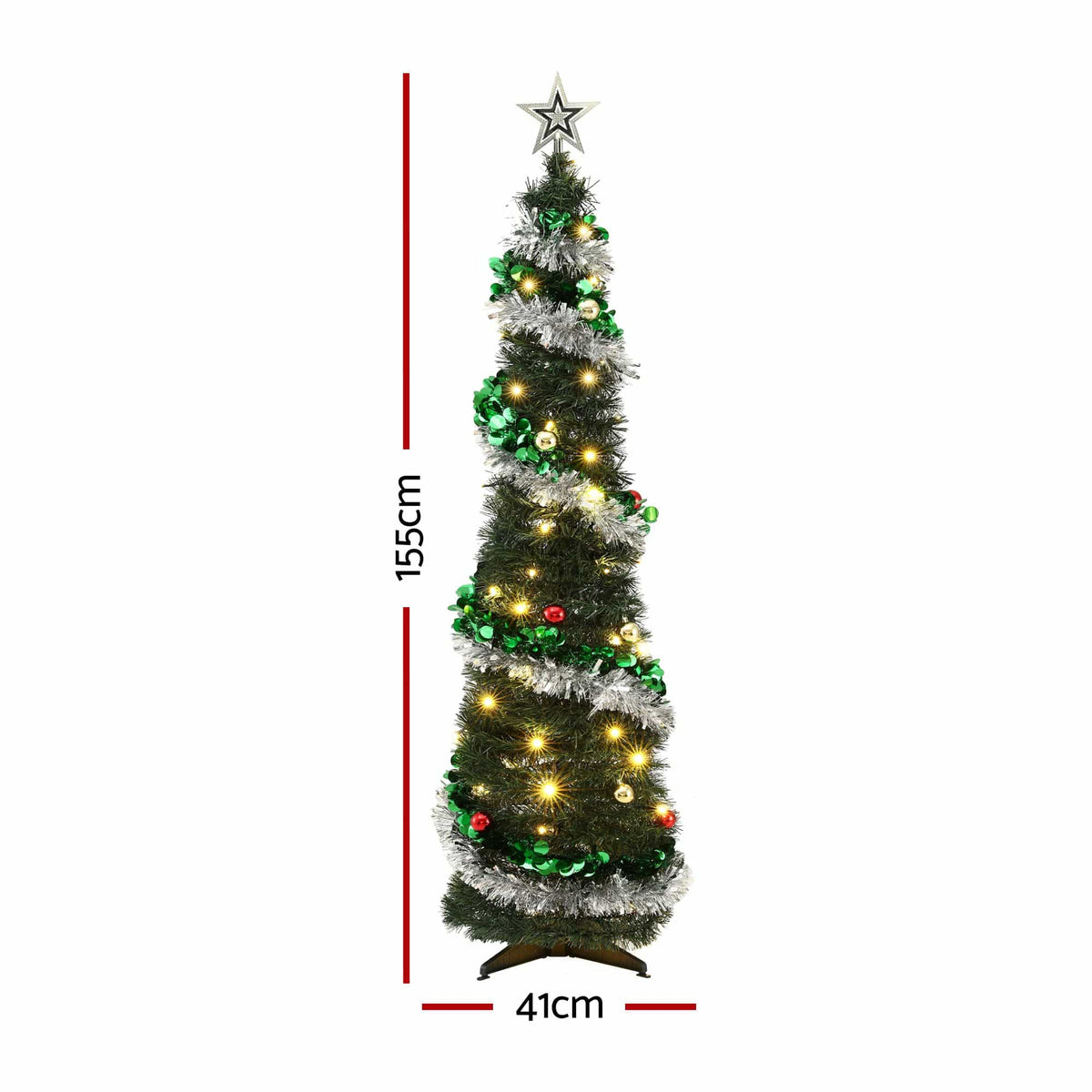 Jingle Jollys Occasions > Christmas > Christmas Trees Jingle Jollys Pop Up Christmas Tree Pre Decorated Warm White LED 155cm