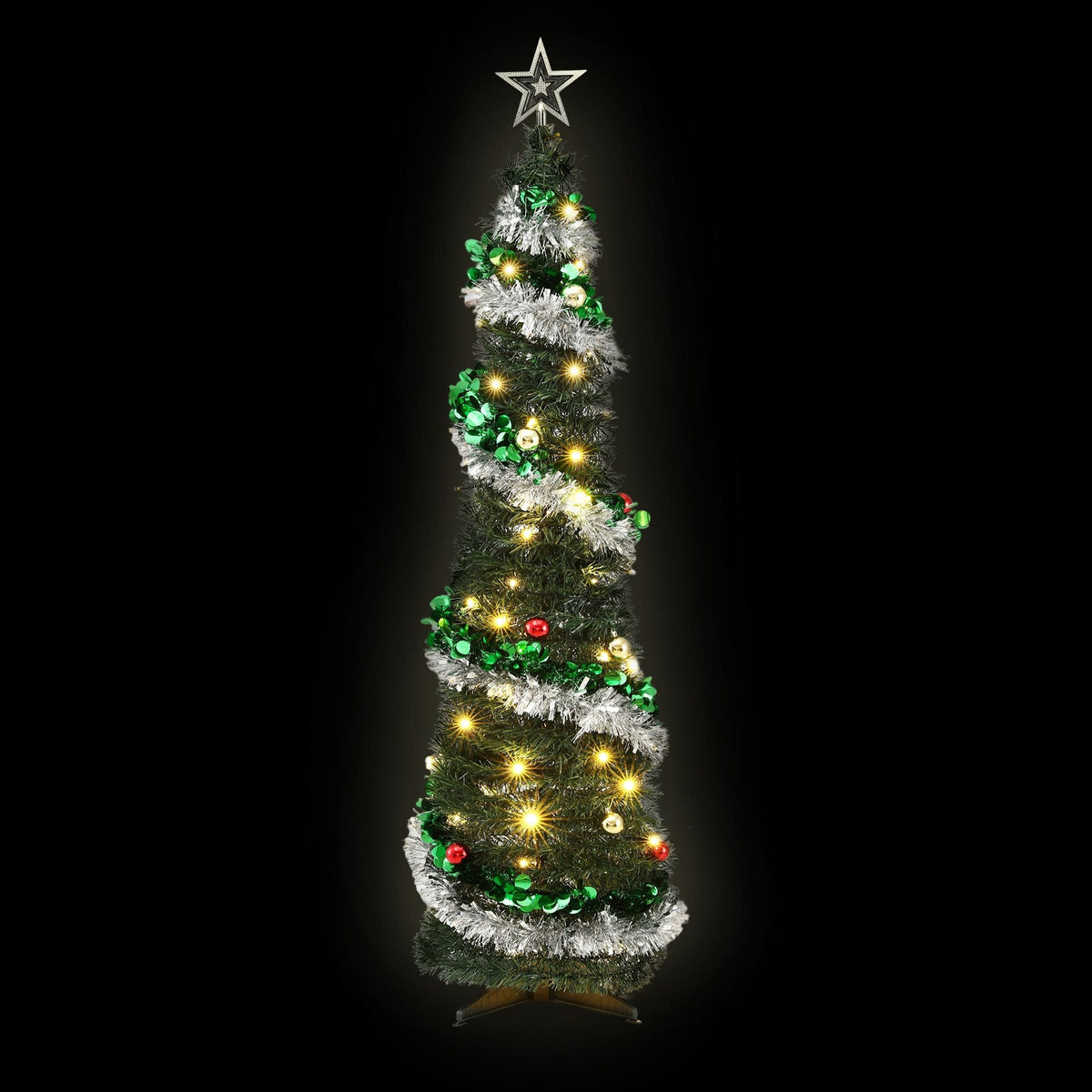 Jingle Jollys Occasions > Christmas > Christmas Trees Jingle Jollys Pop Up Christmas Tree Pre Decorated Warm White LED 155cm