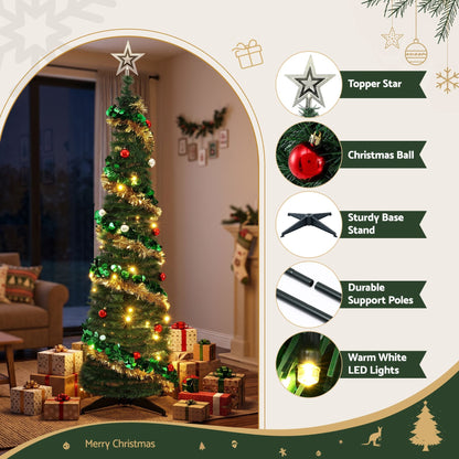 Jingle Jollys Occasions > Christmas > Christmas Trees Jingle Jollys Pop Up Christmas Tree Pre Decorated Warm White LED 160cm