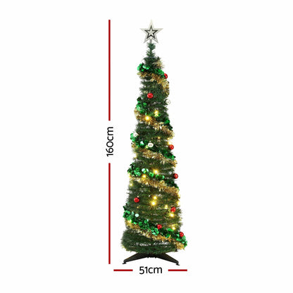 Jingle Jollys Occasions > Christmas > Christmas Trees Jingle Jollys Pop Up Christmas Tree Pre Decorated Warm White LED 160cm