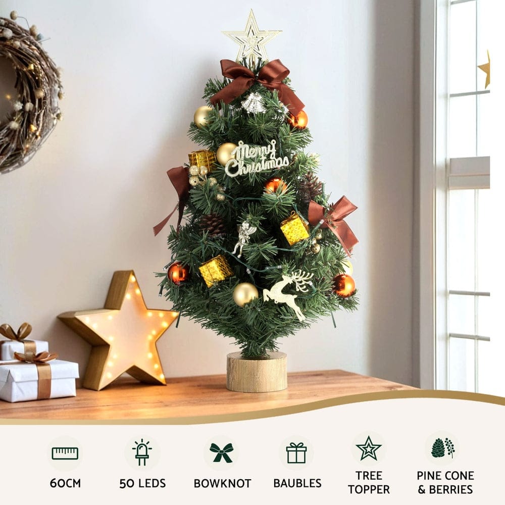 Jingle Jollys Occasions > Christmas > Christmas Trees Jingle Jollys Tabletop Christmas Tree 60CM LED Xmas Tree Tree Topper Ornaments