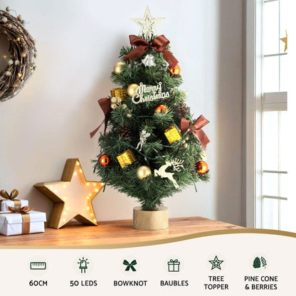 Jingle Jollys Occasions > Christmas > Christmas Trees Jingle Jollys Tabletop Christmas Tree 60CM LED Xmas Tree Tree Topper Ornaments