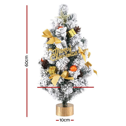 Jingle Jollys Occasions > Christmas > Christmas Trees Jingle Jollys Tabletop Christmas Tree 60CM Snowy Xmas Tree Tree Topper Ornaments