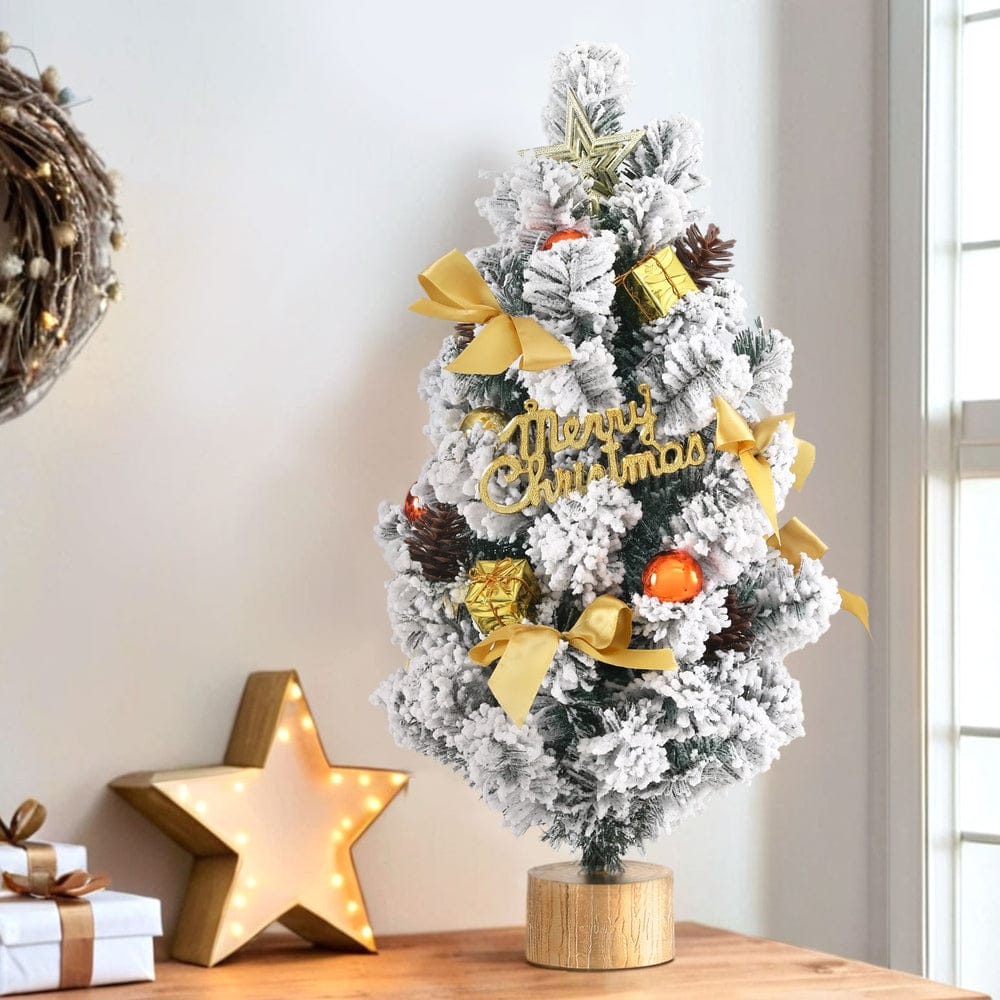 Jingle Jollys Occasions > Christmas > Christmas Trees Jingle Jollys Tabletop Christmas Tree 60CM Snowy Xmas Tree Tree Topper Ornaments