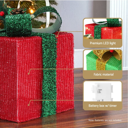 Jingle Jollys Occasions > Christmas > Christmas Wreaths & Garlands 3 PCS Christmas Lights 60 LED Fairy Light Gift Box Jingle Jollys