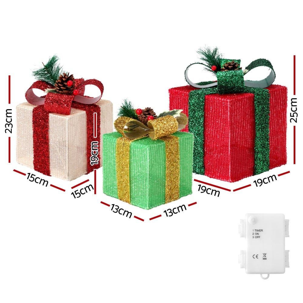 Jingle Jollys Occasions > Christmas > Christmas Wreaths & Garlands 3 PCS Christmas Lights 60 LED Fairy Light Gift Box Jingle Jollys