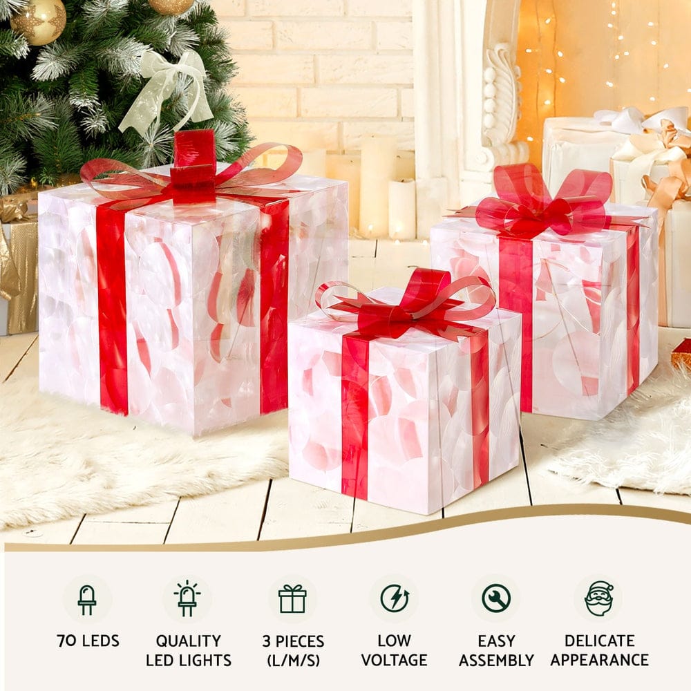 Jingle Jollys Occasions > Christmas > Christmas Wreaths & Garlands 3 PCS Christmas Lights 70 LED Fairy Light Gift Box Jingle Jollys