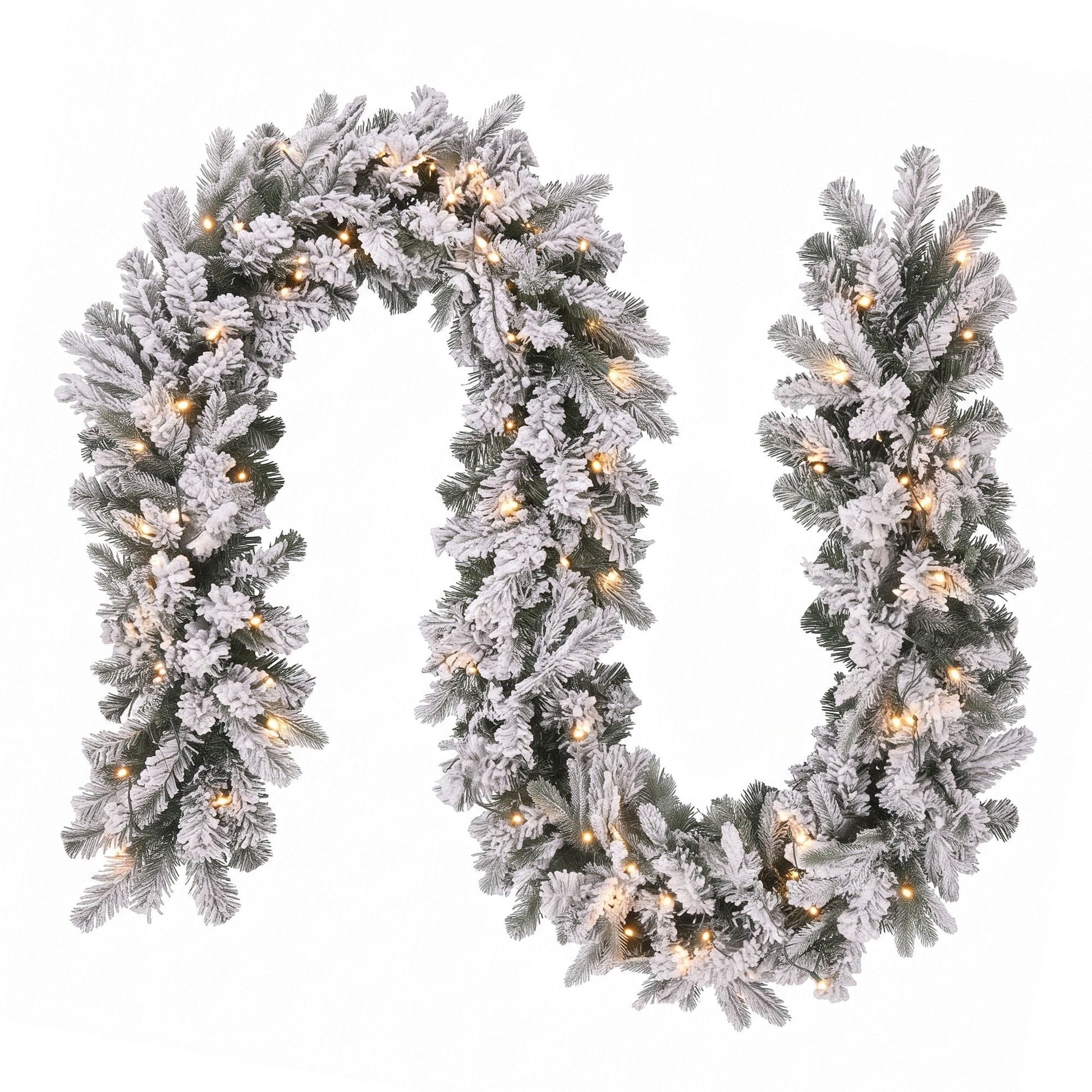 Jingle Jollys Occasions > Christmas > Christmas Wreaths & Garlands Jingle Jollys 1.8M Christmas Garland 8 Mode LED Snow Frosted Tips Auto Timing