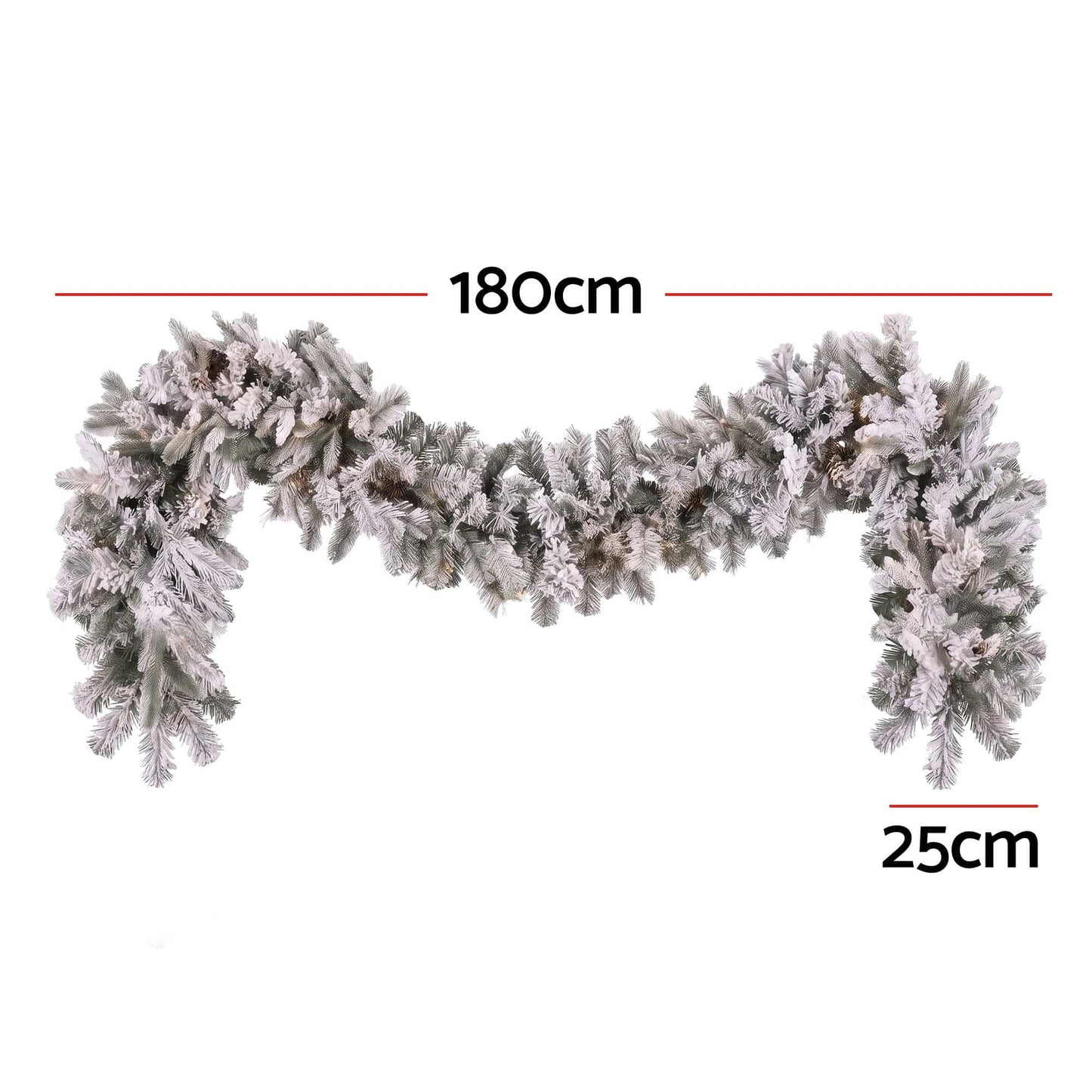 Jingle Jollys Occasions > Christmas > Christmas Wreaths & Garlands Jingle Jollys 1.8M Christmas Garland 8 Mode LED Snow Frosted Tips Auto Timing