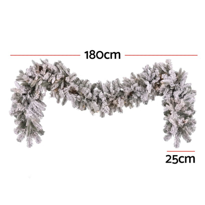 Jingle Jollys Occasions > Christmas > Christmas Wreaths & Garlands Jingle Jollys 1.8M Christmas Garland 8 Mode LED Snow Frosted Tips Auto Timing