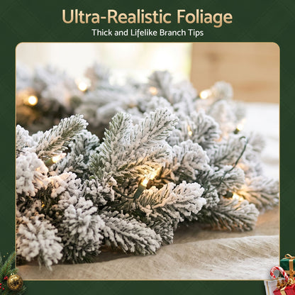 Jingle Jollys Occasions > Christmas > Christmas Wreaths & Garlands Jingle Jollys 1.8M Christmas Garland 8 Mode LED Snow Frosted Tips Auto Timing