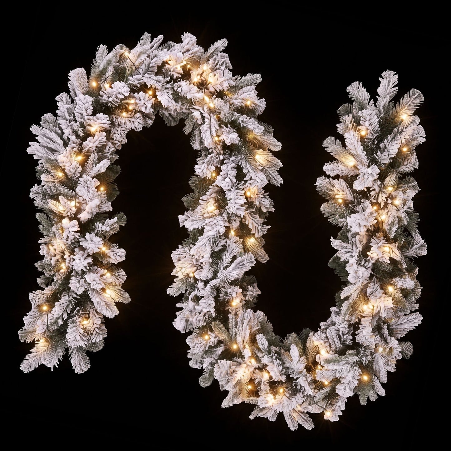 Jingle Jollys Occasions > Christmas > Christmas Wreaths & Garlands Jingle Jollys 1.8M Christmas Garland 8 Mode LED Snow Frosted Tips Auto Timing