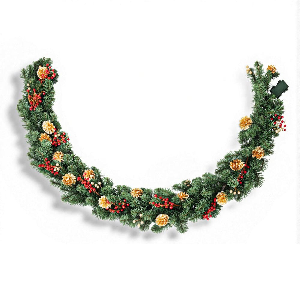 Jingle Jollys Occasions > Christmas > Christmas Wreaths & Garlands Jingle Jollys 1.8M Christmas Garland Pre-lit LED Pine Cones Berries Xmas Decor