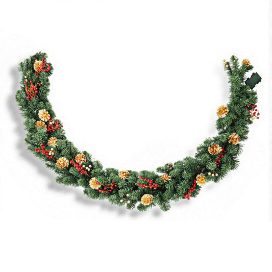 Jingle Jollys Occasions > Christmas > Christmas Wreaths & Garlands Jingle Jollys 1.8M Christmas Garland Pre-lit LED Pine Cones Berries Xmas Decor